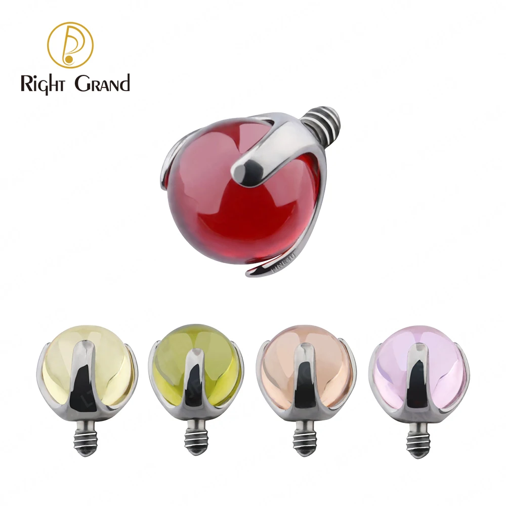 Титановый 14 г 16 г набор зубцов Right Grand ASTM F136, фианит, дермальный якорь, верхняя губа, пирсинг губ, ювелирные изделия - изображение