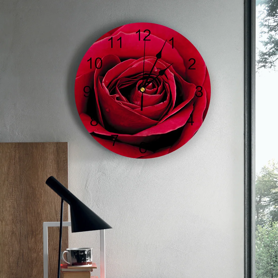 Розовые крупным планом любовь растение красный цветок настенные часы