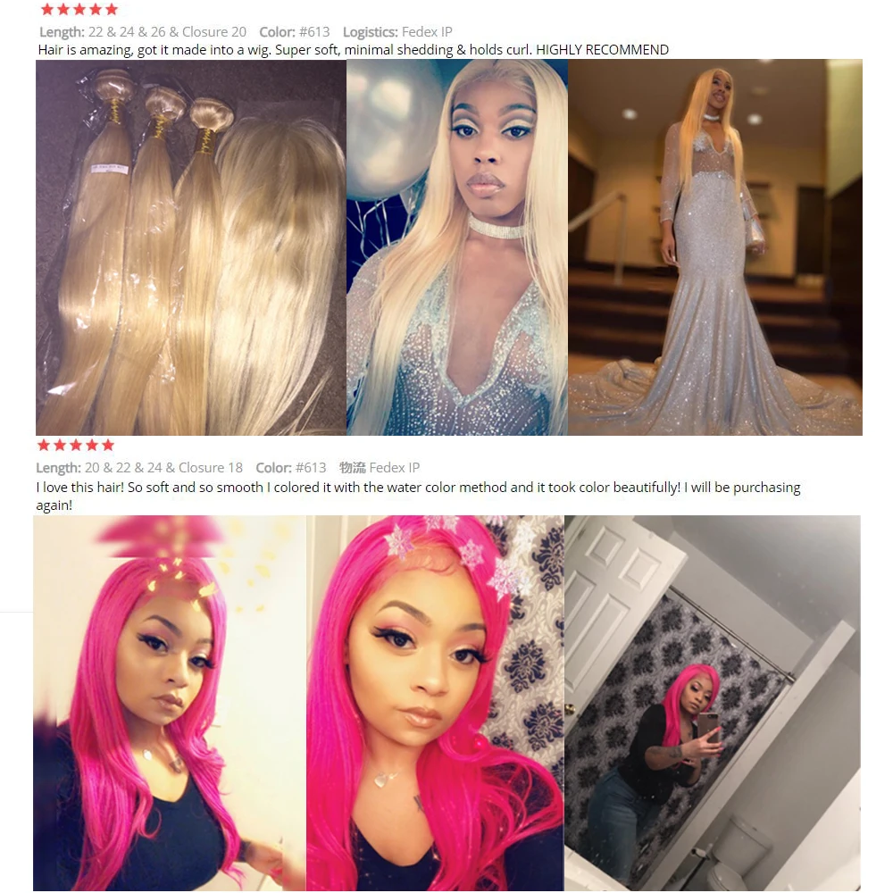 

613 Straight 4x4 Lace Closure 13x4 Lace Frontal Brazilian Blonde Hair Human Remy Hair Pre Plucked Baby Hairline Alrence Hair