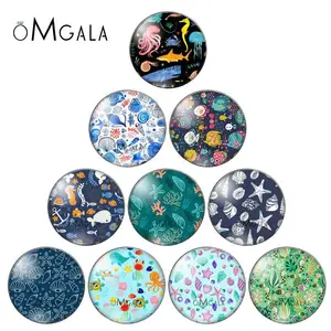 Морская жизнь Морская звезда в виде ракушки с изображением акулы, 10 шт. 12 мм18 мм20 мм25 мм кабошоны круглые фото стекло кабошон демо с плоской задней частью, украшения своими руками