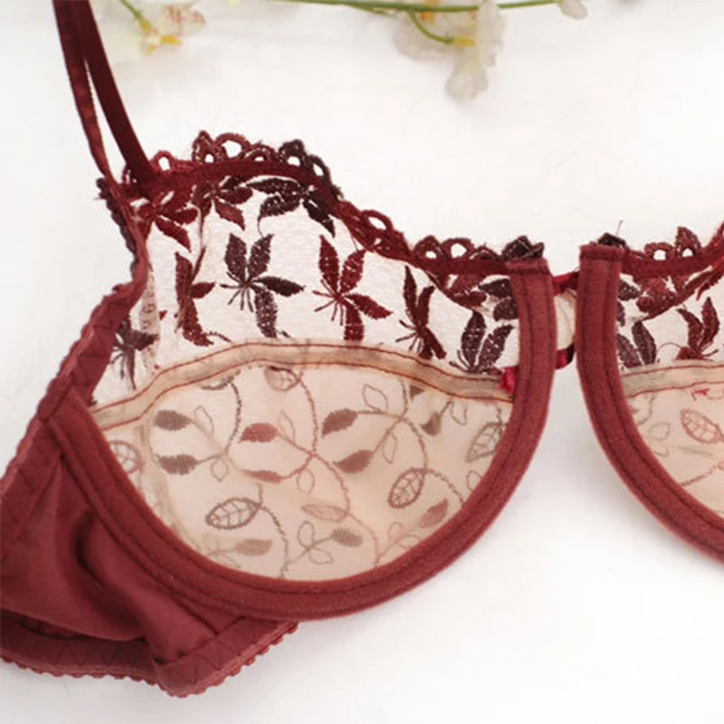 Винно красный комплект нижнего белья сексуальное кружевное украшение для женщин