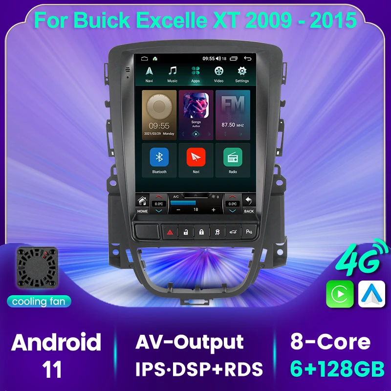 Автомобильный радиоприемник стерео для Buick Excelle 2 Opel Astra J 2009 -2014 Мультимедиа Android 11 6