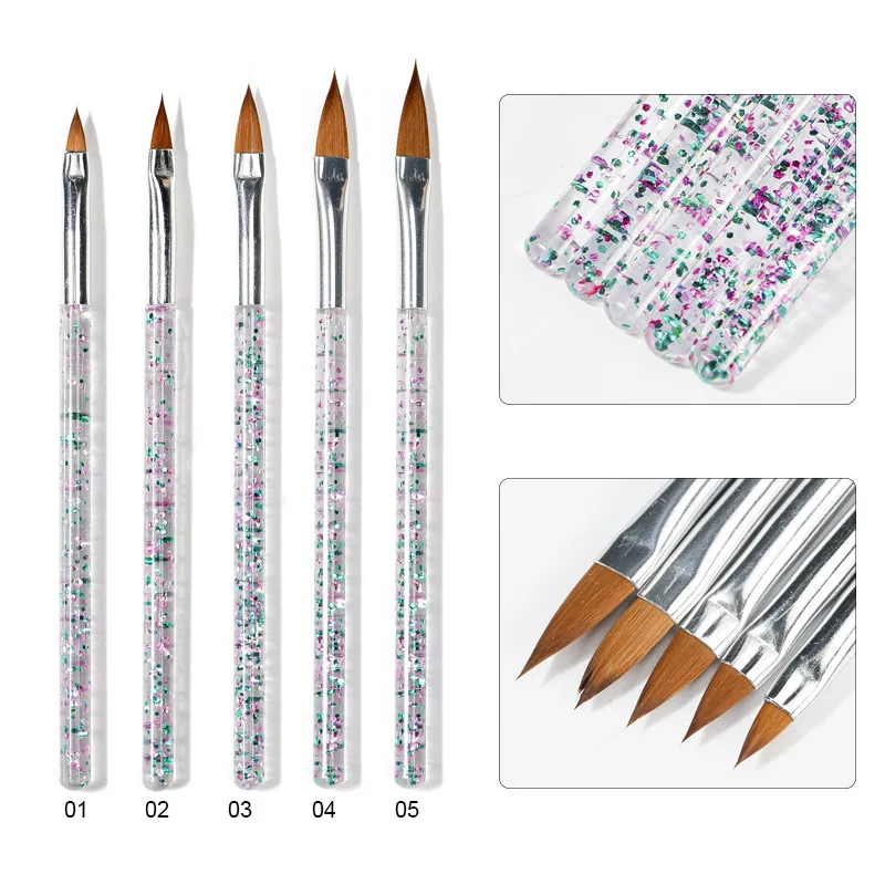 

3/5pcs Acylic Handle Nail Brush Nylon Hair Flower Draw Wire Extension Glue Nail Brush DIY Nail Art Decoration Beauty Tools