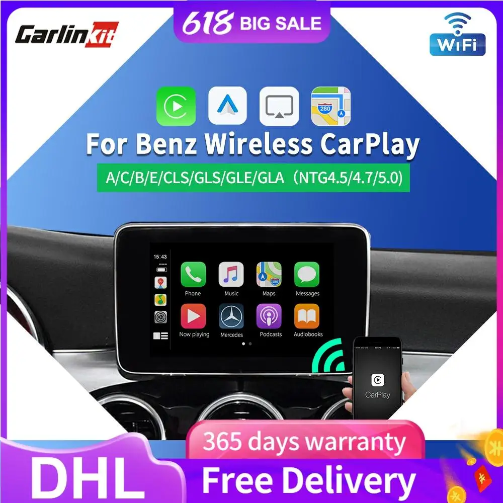 Carlinkit декодер Беспроводной CarPlay Android для автомобиля Mercedes Benz GLA A GLC C B E CLS GLE GLS NGT 4 5/4 7/5