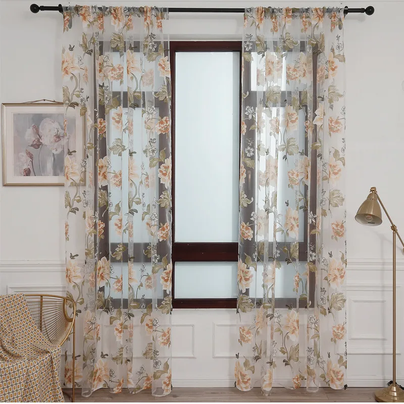 Фиолетовые тюлевые занавески с цветами для гостиной спальни кухни современные