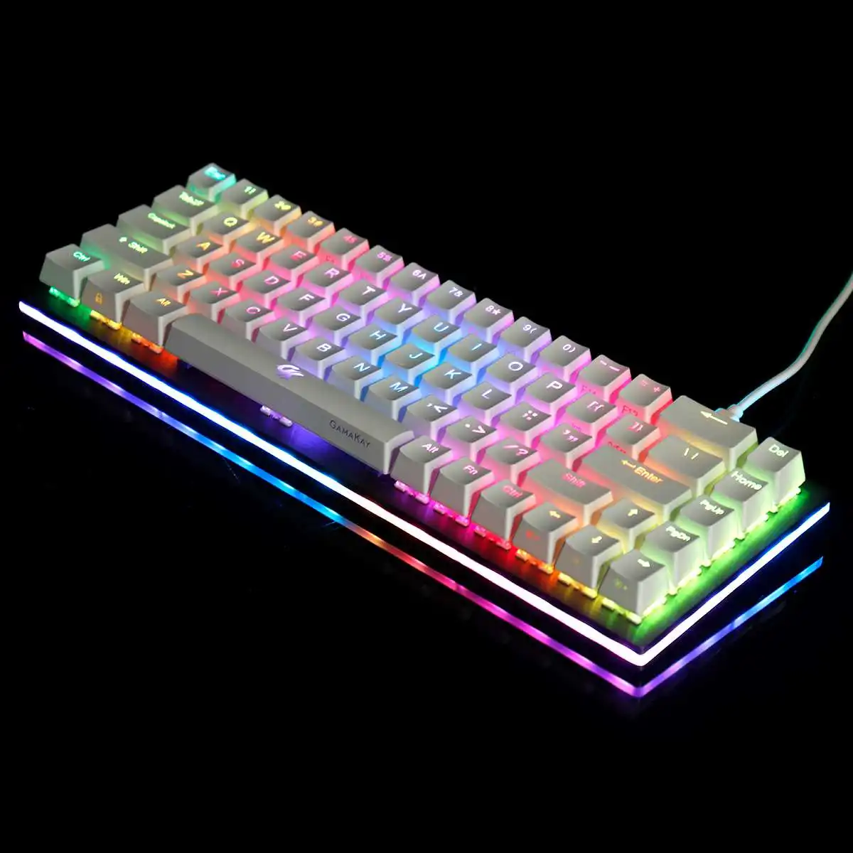 gamakay k61 mechanical keyboard hot swappable 61 keys tyce c wired rgb backlit gateron switch crystalline base gaming keyboard free global shipping