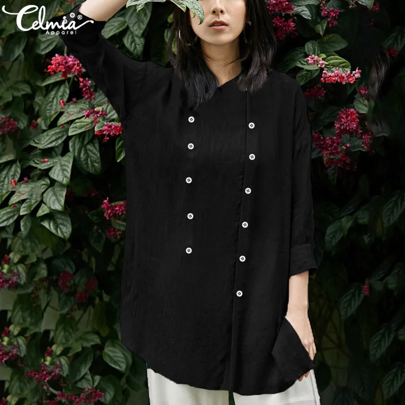 Стильные топы Celmia женские осенние винтажные рубашки-туники блузка новинка 2021