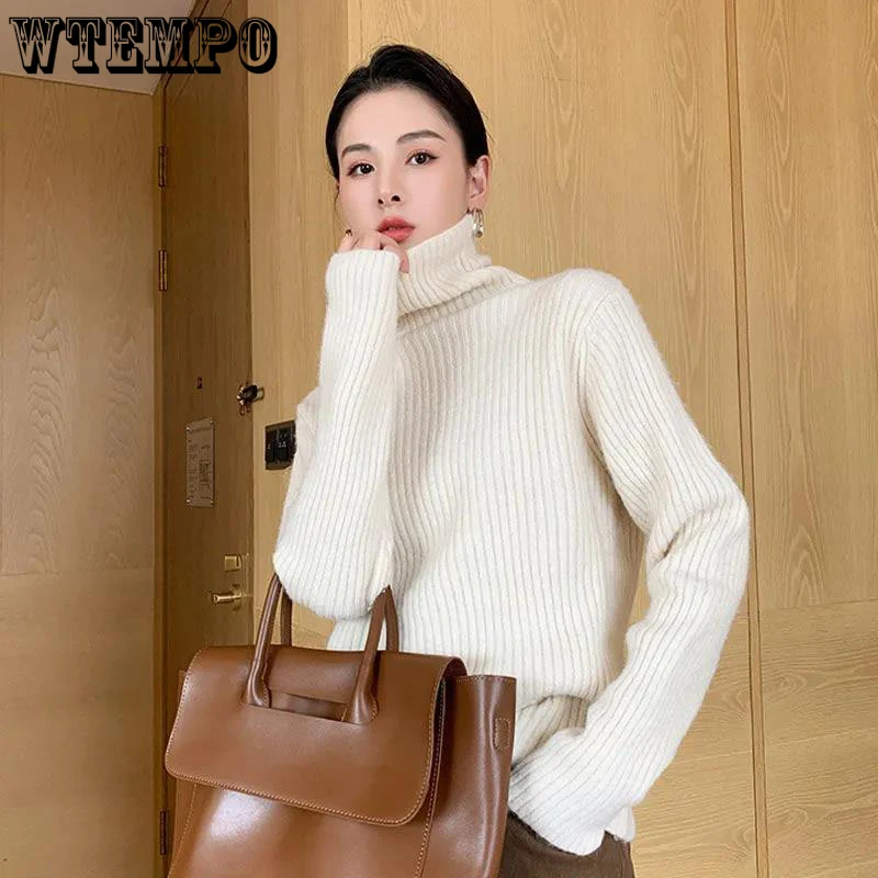 Яркий шелковый свитер с высоким воротником женский осенне-зимний Универсальный