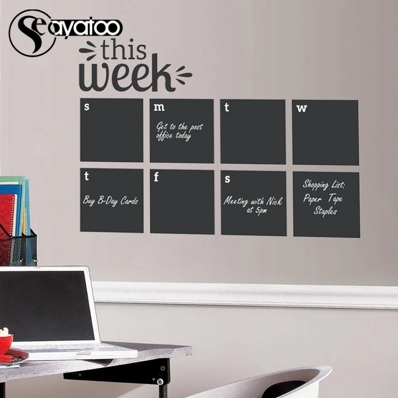 Виниловая наклейка на стену стираемая доска ЕЖЕНЕДЕЛЬНЫЙ КАЛЕНДАРЬ планер 58x84