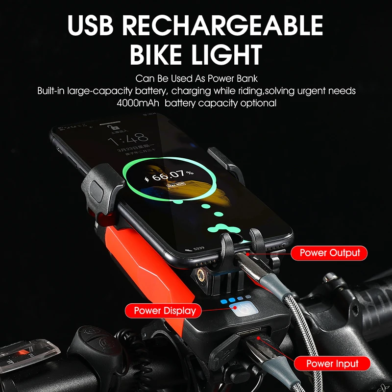 west biking usb rechargeable bike light bicycle horn bell power bank phone holder multifunctional led lamp cycling accessories free global shipping