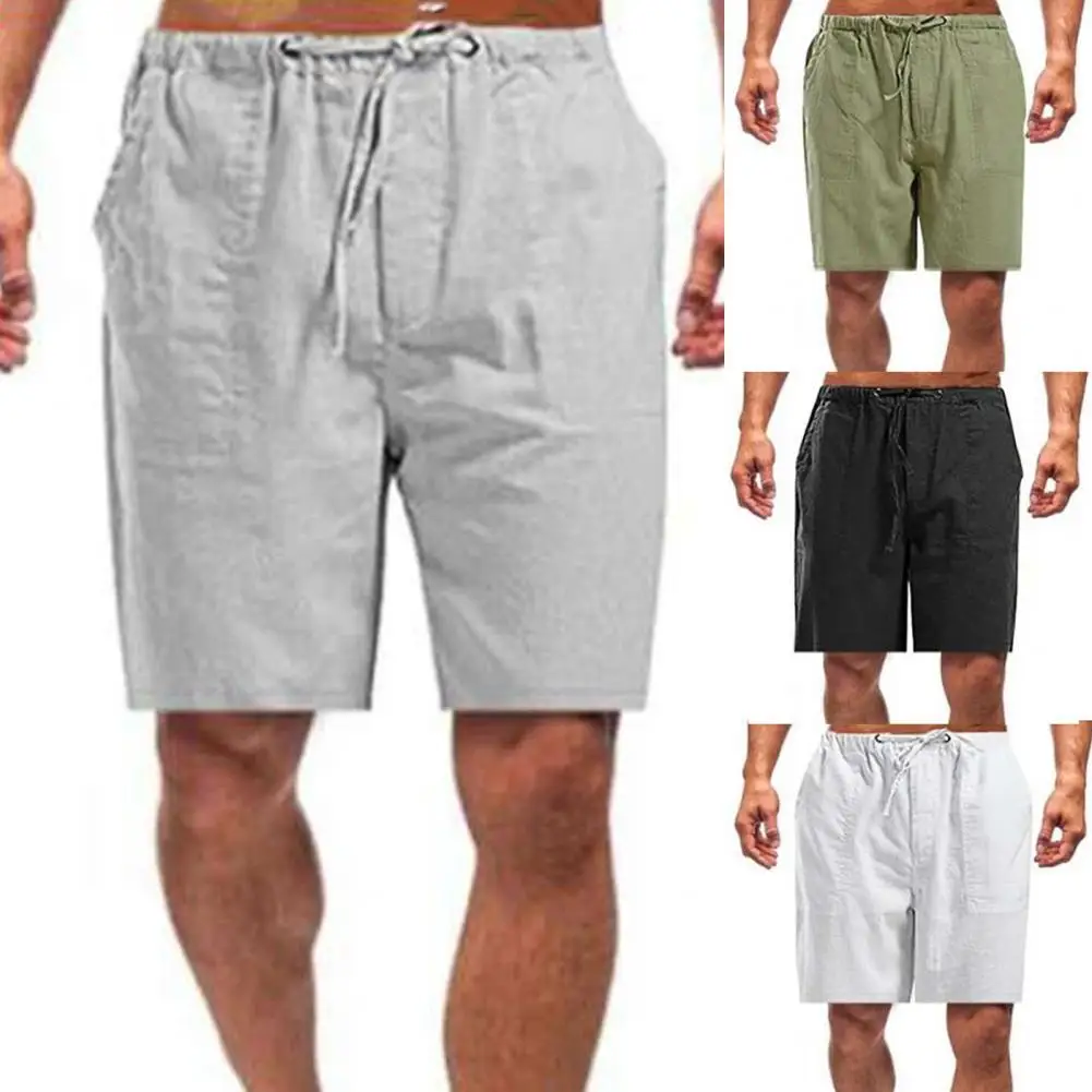 

Quick Dry Drawstring Beach Shorts Fifth Pants Shorts Knee Length Shrink Resistant Wide Leg Multi Pockets Sweat Shorts Streetwear