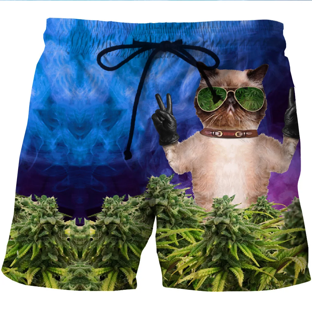 

3D Printed Glasses Cat Side Pockets Men's Beach Pants