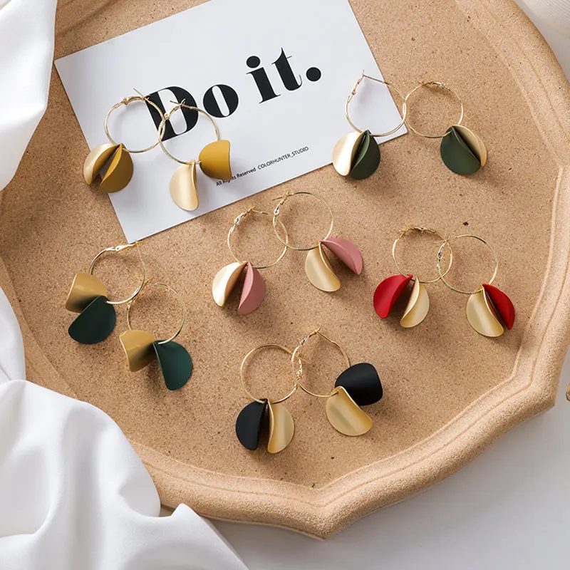 Корейские модные геометрические дизайнерские круглые серьги кольца Модные