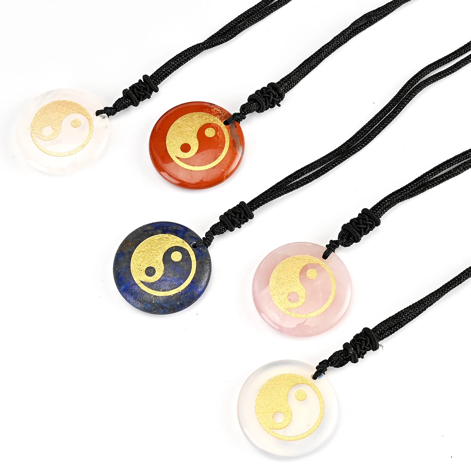 

Factory selling hand polished Taiji yin yang fish pattern round Jewelry Necklace For Healing