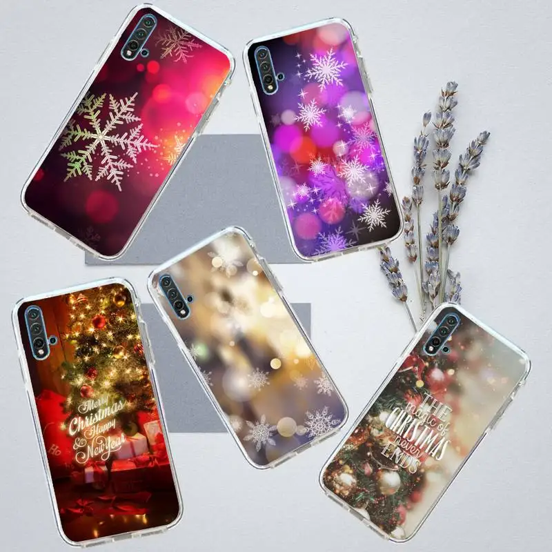 

Merry Christmas Red Snow Deer Phone Case Transparent for Huawei honor P mate 40 20 30 10 50 i 9 x mate pro lite 8a