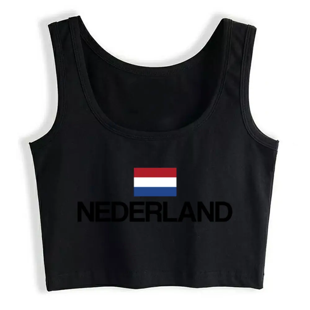 Crop Top Nederland Flag Pride Dutch Netherlands Holland O-Neck Harajuku Sleeveless Womens Tops blusas mujer de moda 2021 verano