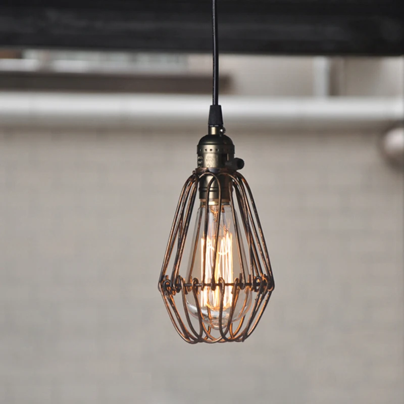 

Retro Industrial Style Iron Cage Loft Chandelier Nordic Personalized Creative Clothing Stor Bar Internet Cafe Hanging lighting