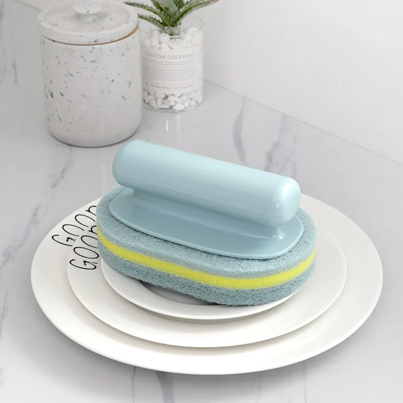 

16CM Magic Sponge Cleaning Sponge Brush Kitchen Cleaning Brush Strong Decontamination Brush With Handle Bathroom Accessories