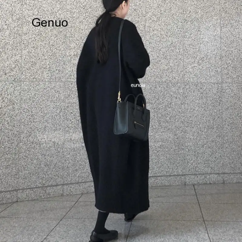 Женский кардиган оверсайз с длинным рукавом повседневный длинный кашемировый