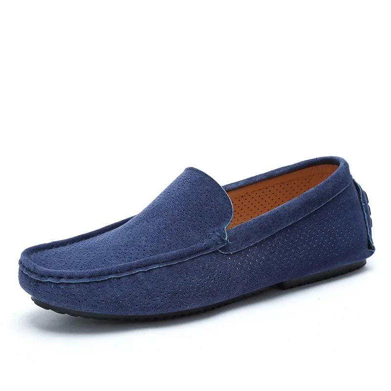 

Summer Men Loafers Genuine Leather Casual Shoes Fashion Slip On Driving Shoes Breathable Moccasins Green Suede Loafers