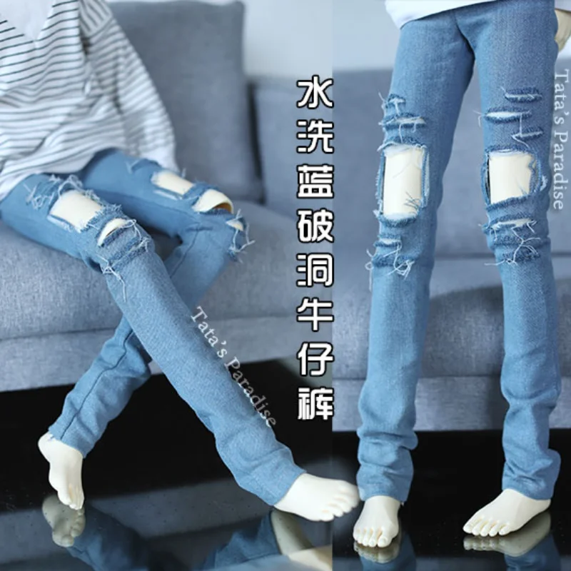 

BJD clothes bjd Pants daily casual jeans washed blue ripped trousers pant for 1/3 1/4 BJD SD MSD SD17 Uncle SSDF doll size