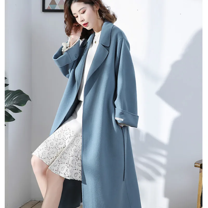 2019 осенне-зимнее шерстяное пальто для женщин ручной работы двухстороннее