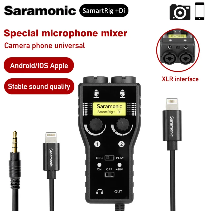 

Универсальный микрофон Saramonic SmartRig II, совместимый со смартфонами, переходник интерфейса для DSLR-камеры iPhone 7 7s 6