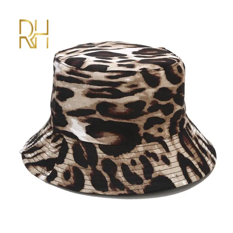 Панама женская хлопковая с леопардовым принтом двусторонняя в