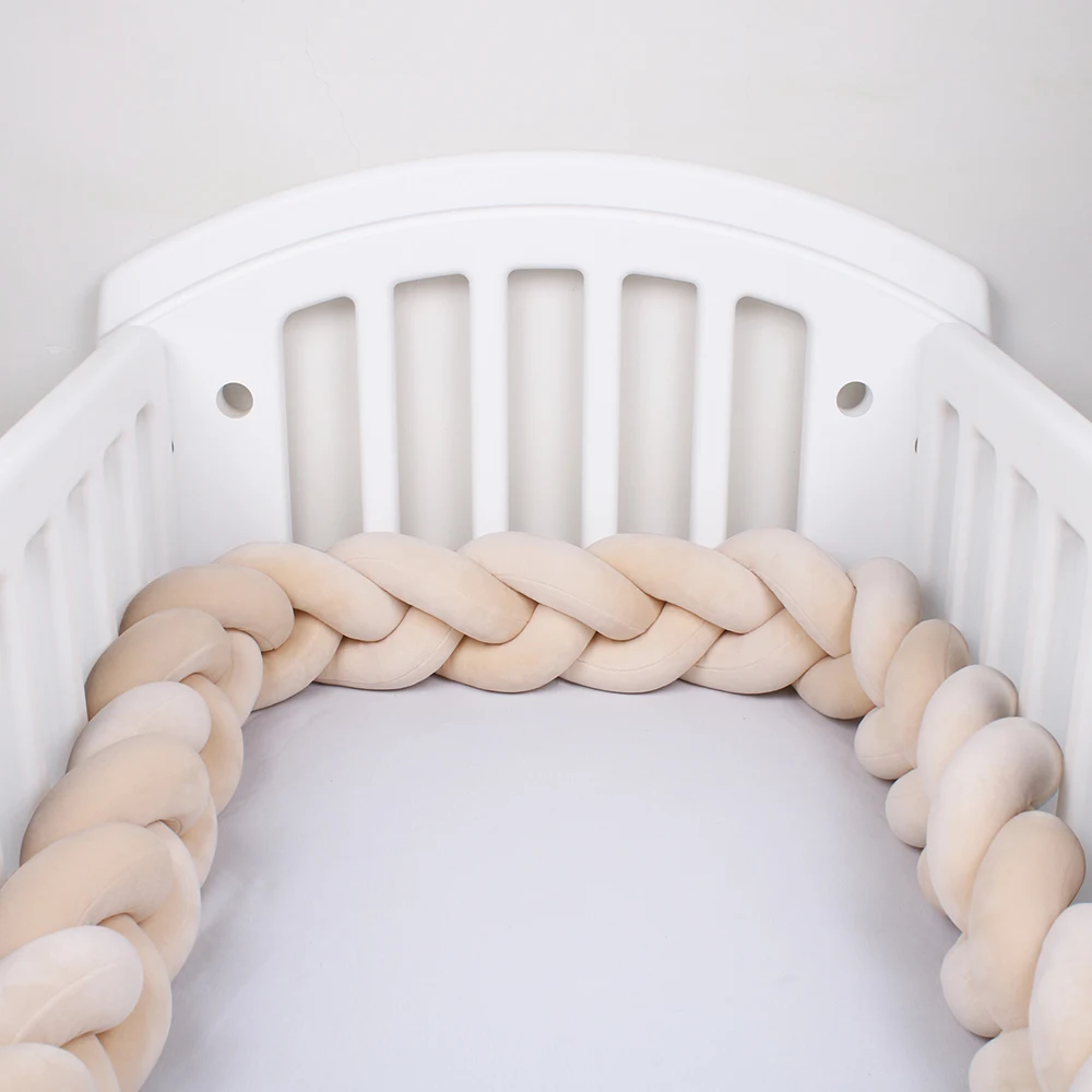 

1M/2M/3M/4M Length Newborn Baby Bed Bumper Pure Weaving Plush Knot Crib Bumper Kids Bed Baby Cot Protector Baby Room Decor