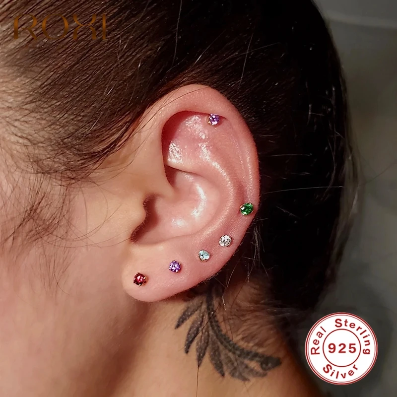 Женские серьги-гвоздики ROXI Mini из стерлингового серебра 925 пробы с камнями по