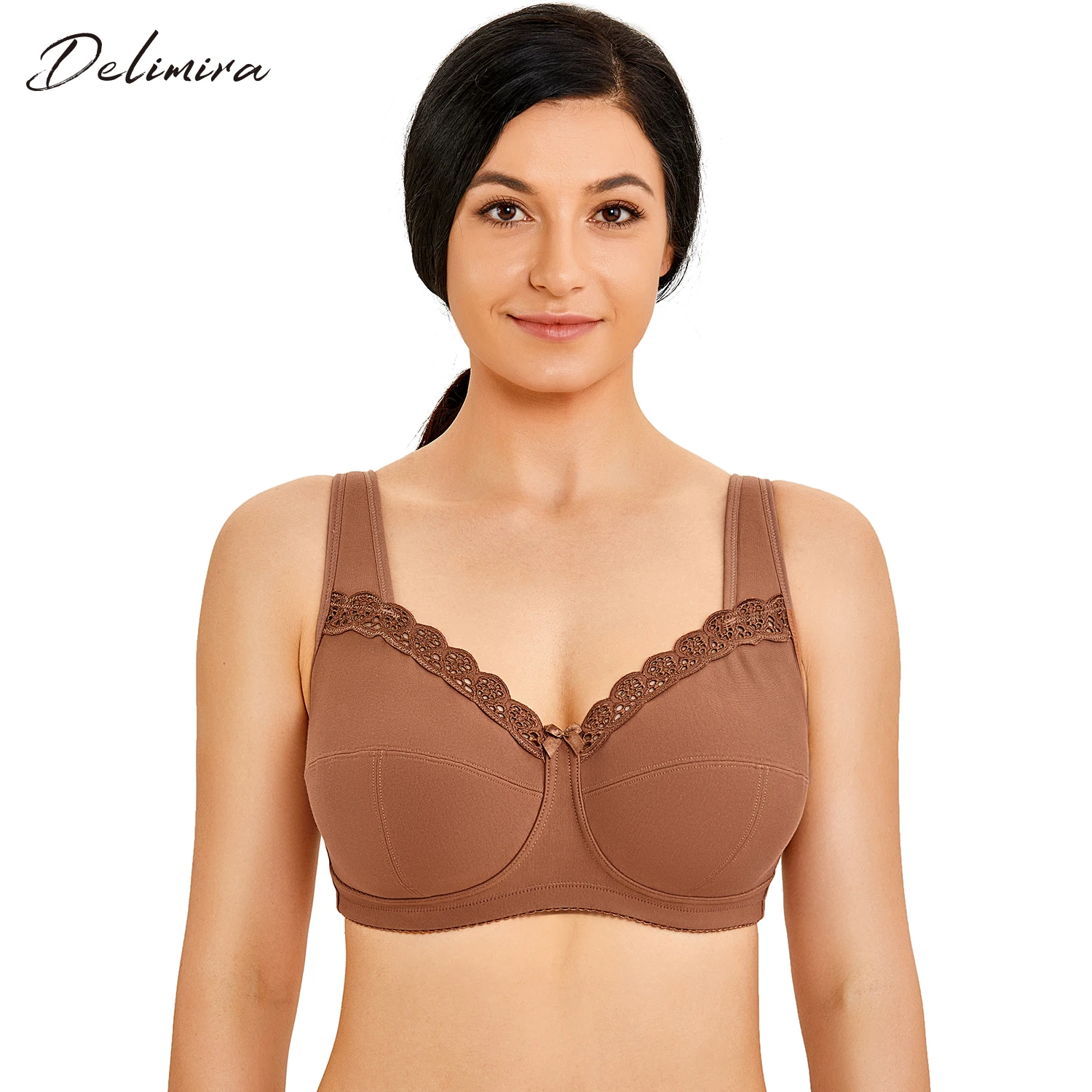Delimira Для женщин полный охват кружевной отделкой без косточек Поддержка