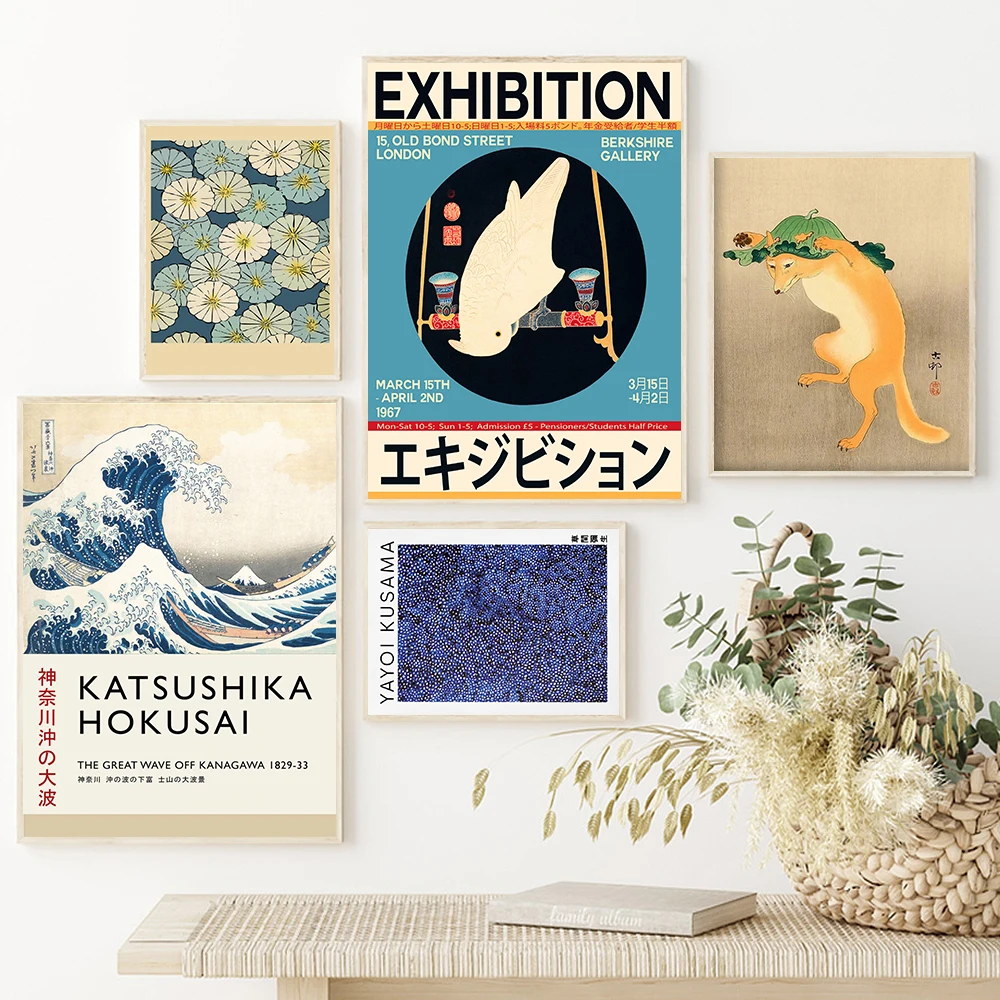 Японская дорожная холщовая живопись Katsushika плакат Hokusai рисунок Yayoi Ретро