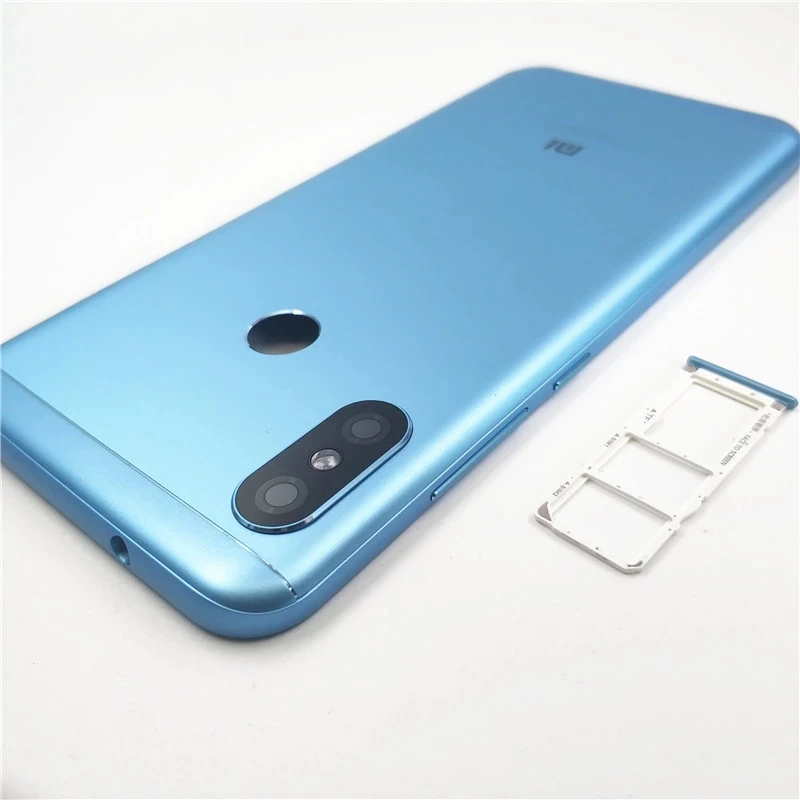 

Задняя крышка аккумулятора для Xiaomi Mi A2 Lite / Redmi 6 Pro, металлический корпус, стеклянный объектив камеры, Боковая кнопка, лоток для Sim-карты, ориги...