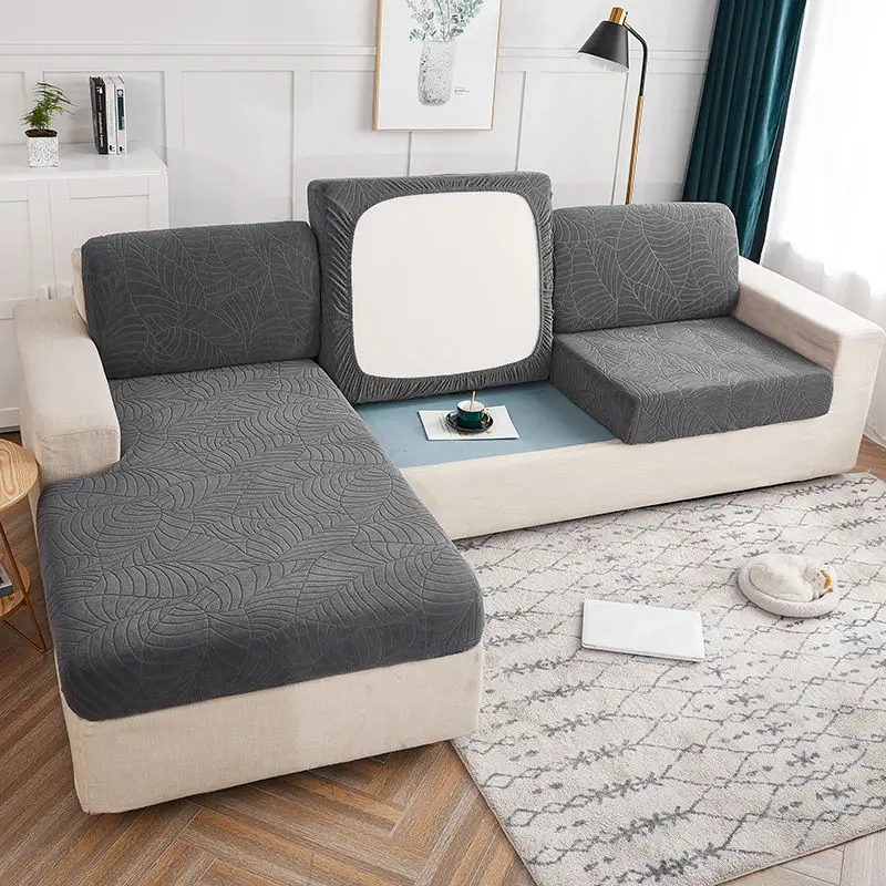 

Sofa Seat Cushion Cover 1/2/3/4 Seat Dust And Cat Scratch Protection Jacquard Plush Fiber Living Room Furniture Protection Cover