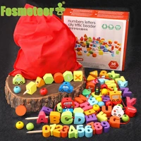 fosmeteor new wooden building blocks beads alphanumeric fruit animal perception enlightenment early educational cognitive toys