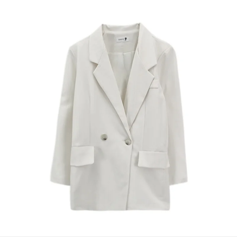 

Autumn Korean New Loose Fashion White Long Sleeve Suit Coat For Women