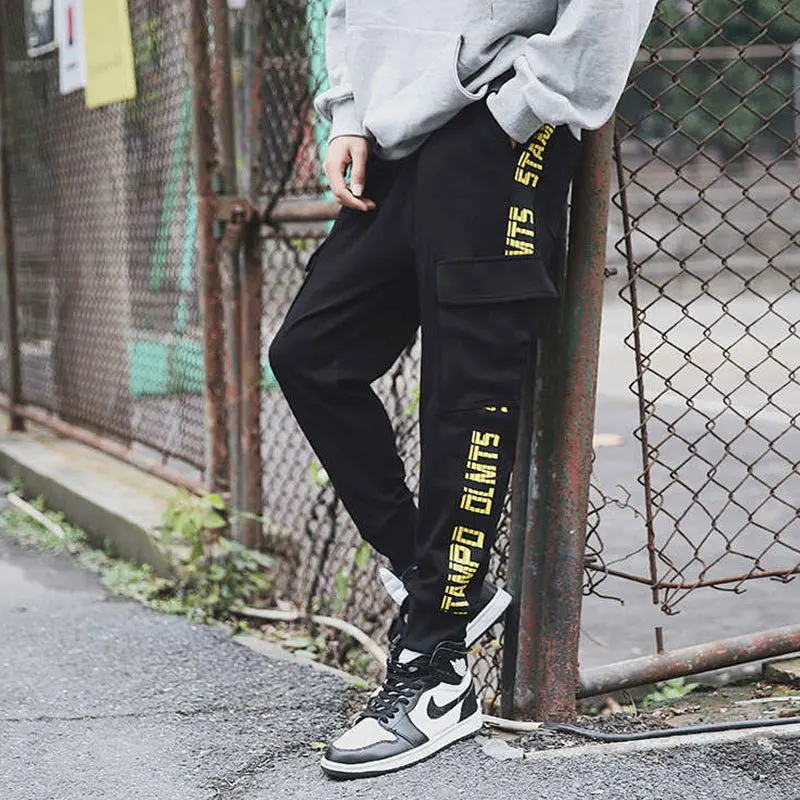 Liketkit мужские брюки карго 2019 шаровары с карманами и буквенным принтом спортивные