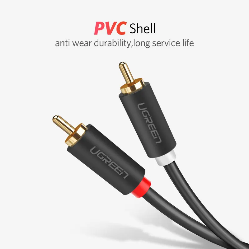 UGREEN RCA стерео кабель 2 штекер 2RCA мужской аудио для домашнего кинотеатра HDTV