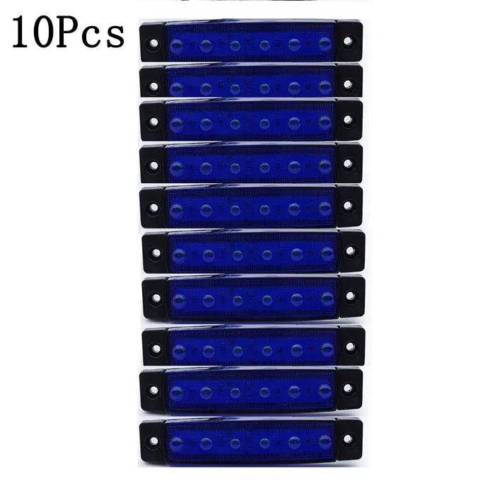 10x/4x/2x светодиодный 6 SMD Грузовой автомобиль Прицеп боковой маркер индикаторы поворота автомобиля тормозной задний Предупреждение ющий задний светильник 24 в 12 В - Цвет: 10x Blue