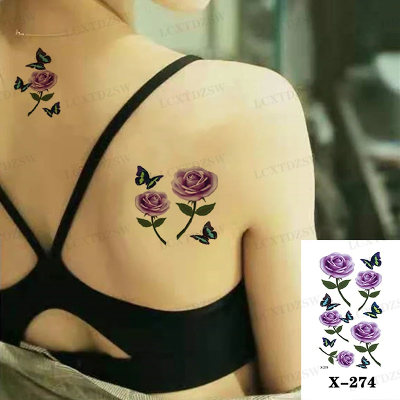 Temporary Small Tattoo Stickers For Men And Women, Black Flowers, Geometric False Tattoos, Waterproof And Durable, Arms, Legs