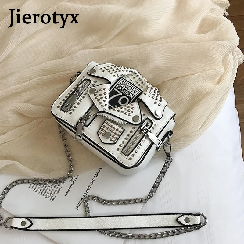 JIEROTYX Высокое качество заклепки панк куртка стиль Pu модная женская Повседневная сумка на плечо сумка через плечо женская сумка