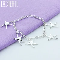 doteffil 925 sterling silver five starfish bracelet for women fashion charm wedding engagement party jewelry