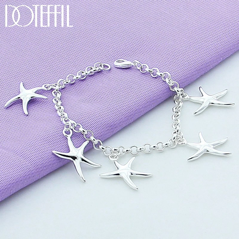 Женский браслет DOTEFFIL из серебра 925 пробы с пятью морскими звездами|sterling silver