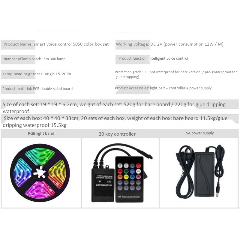 

LED Strip Lights RGB 5050 Color Changing Colorful for Home Party 10M Strip Lights with Remote