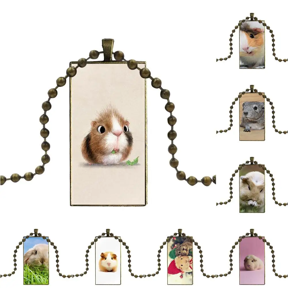 Для детей Простой стиль Милая морская свинка стеклянный кабошон чокер кулон
