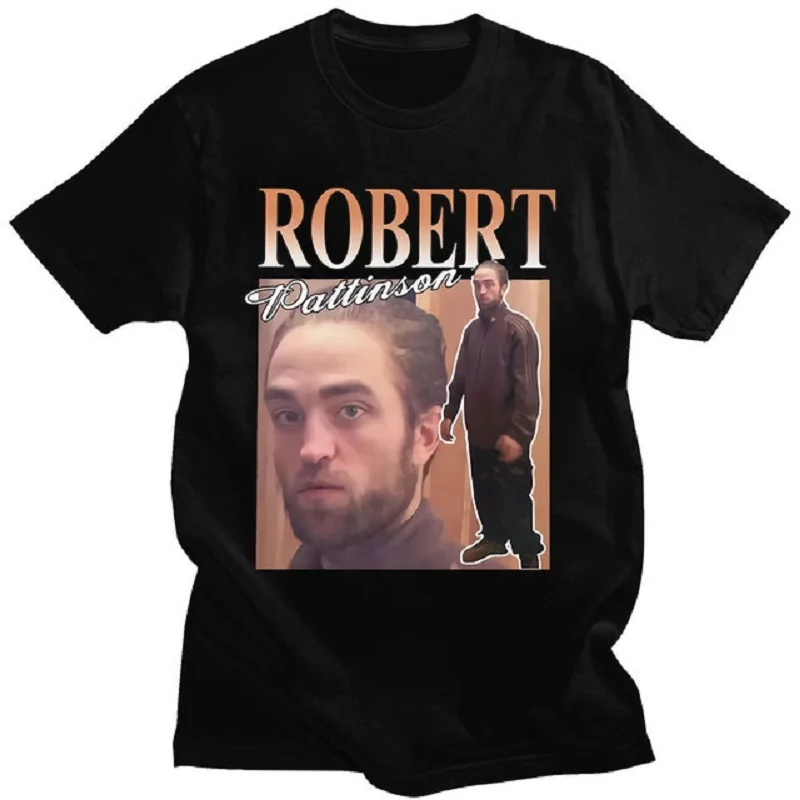 

Handsome Robert Pattinson Retro 90s T-shirt Black Men's Shirt Oversized Pattern T-shirt 100% Cotton T-shirt Men's T-shirt Top