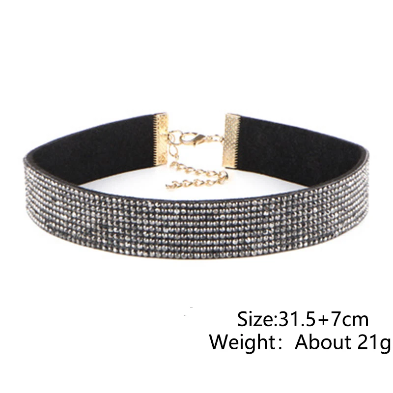 Женское колье чокер с кристаллами FIMAODZ черная белая красная готика Харадзюку