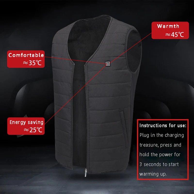 Мужской и Женский походный жилет с USB подогревом зимний флисовый Электрический