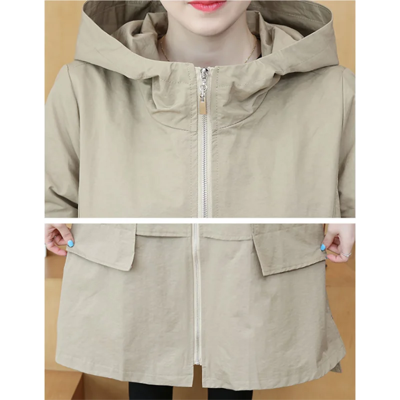 Ветровка размера плюс женская модная свободная длинная тренчкот женский