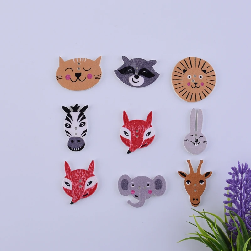 50 шт. деревянные пуговицы в виде животных|Пуговицы| |